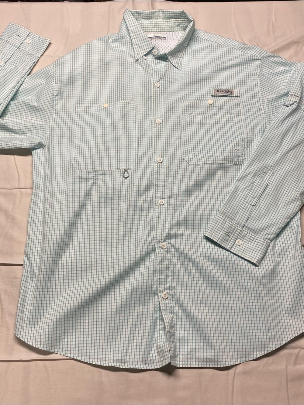 Columbia Light green Check Long-Sleeve Button-Down Shirt